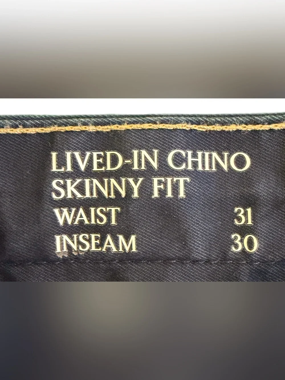 Banana Republic Factory Lived-In Chino Skinny Fit Pants Men’s 31x30 Navy Stretch